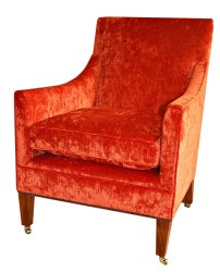 Orange Velvet Handmade Edwardian Style Arm Chair 